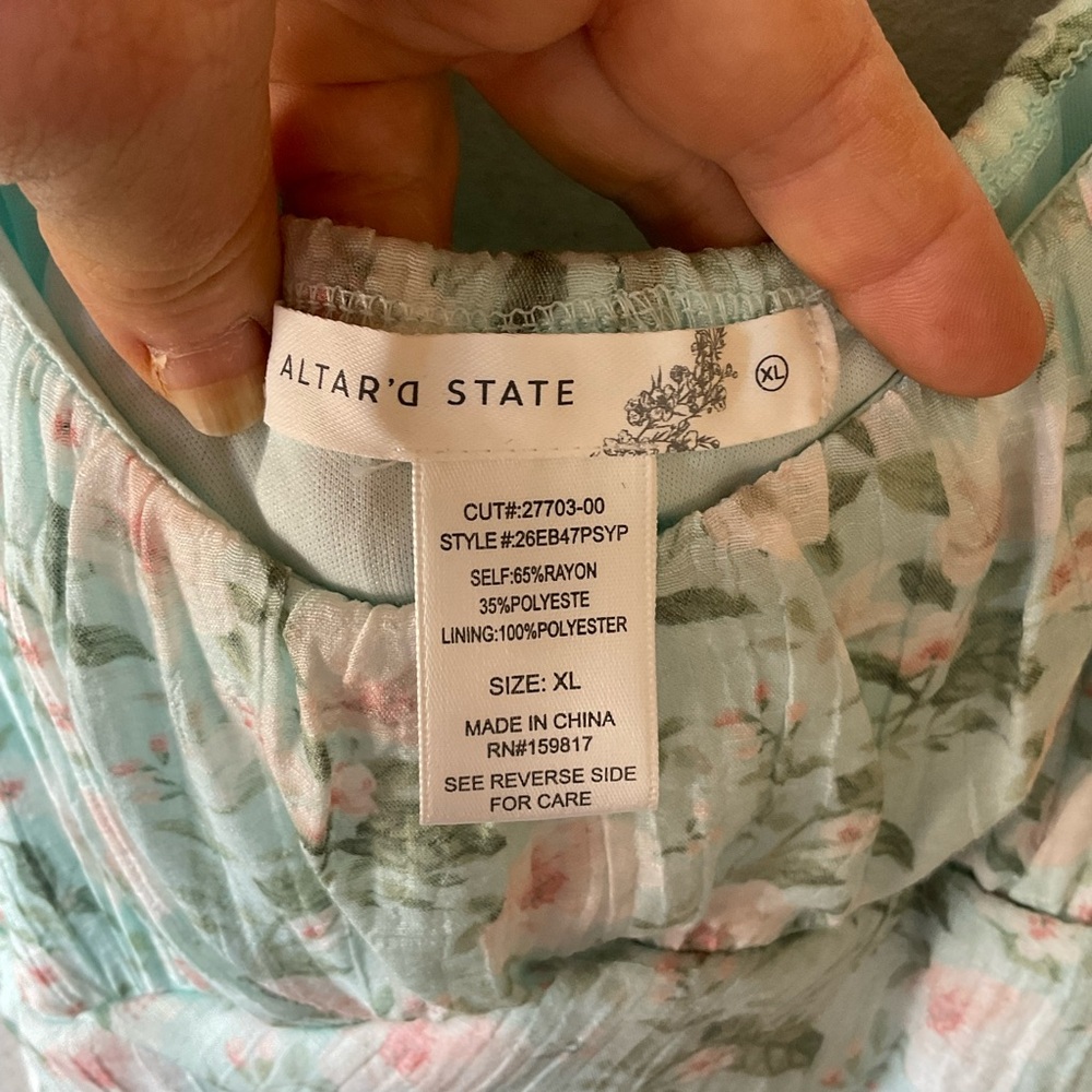 Altar'd State Floral High Low Dress - Green and Pink - Picture 8 of 10